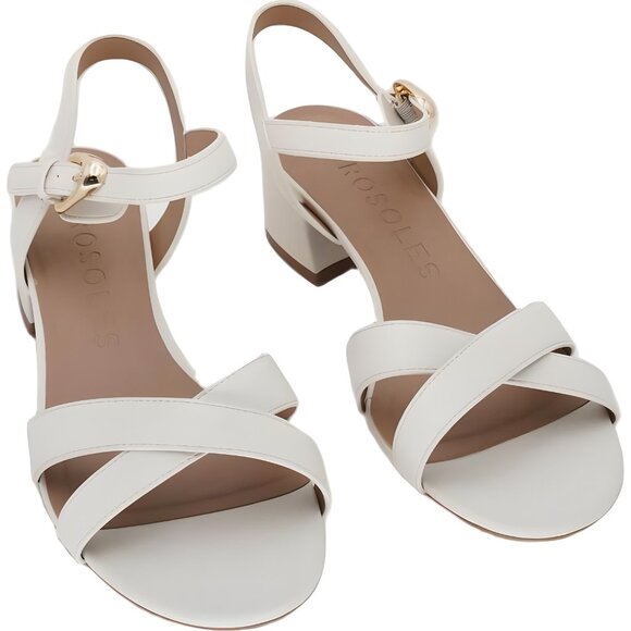 Aerosoles Shoes - Aerosoles Cinzia Eggnog Faux Leather Slingback Sandals Block Heel 11W